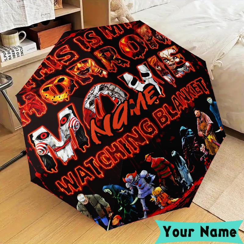 Custom Name Horror Movie Characters  Umbrella, Foldable Umbrella Suitable for Outdoor Shopping Travel Sports, Exquisite Gift for Family