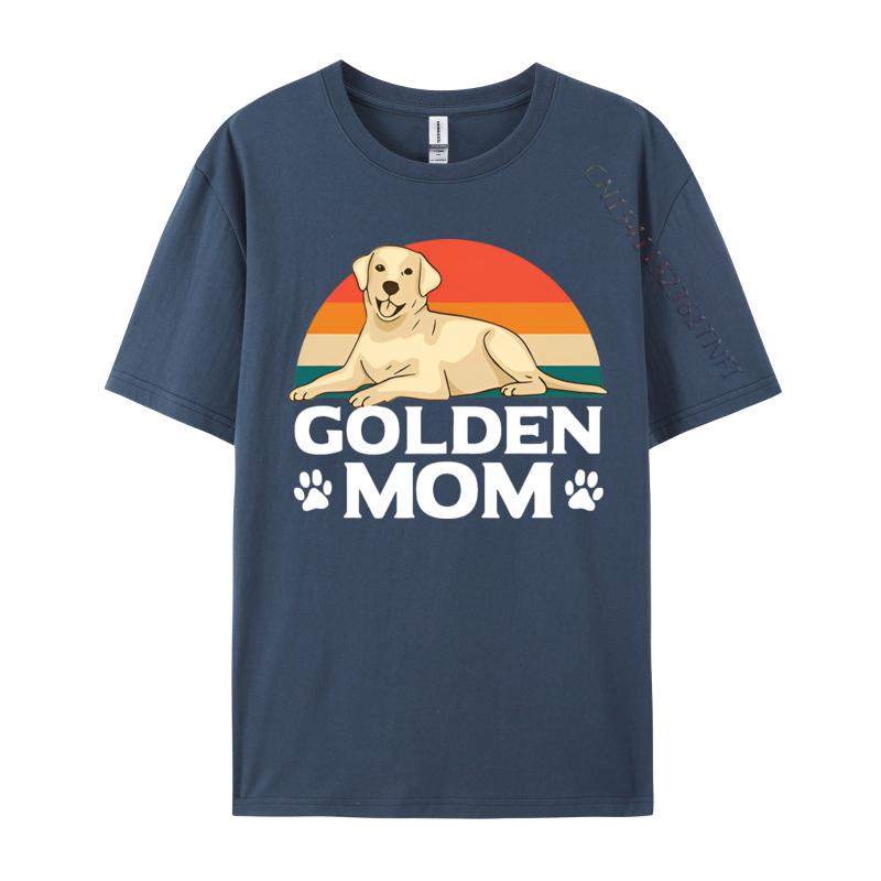 Golden Mom Labrador Retriever Vintage Tshirt Black Tops Shirts New Design Cool Cotton Male Top Tshirts Cosie