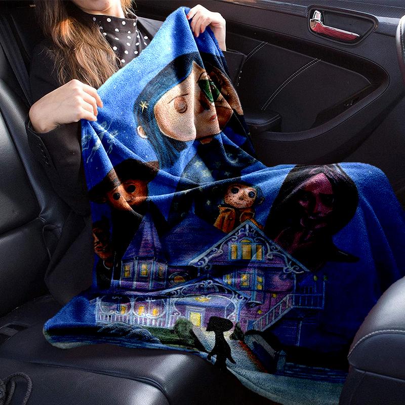 Moonlit Mystery Cora-line Blanket Flannel Blanket for bed, sofa, Camping, Hiking, Picnic Essentials, gift for family Fan gifts