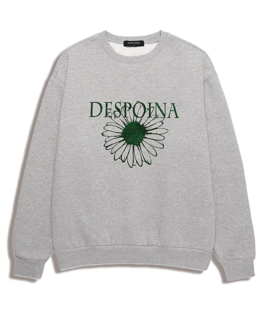 Ujeu Glitter Flower Print Sweatshirt (Dplts007) Mgrey/Green