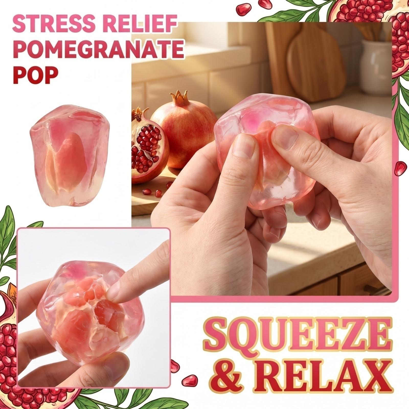 

1pc Realistic Pomegranate Seed Stress Relief Toy Soft Squeeze Sensory Toy for Hand Therapy and Anxiety Reduction One Size червоний
