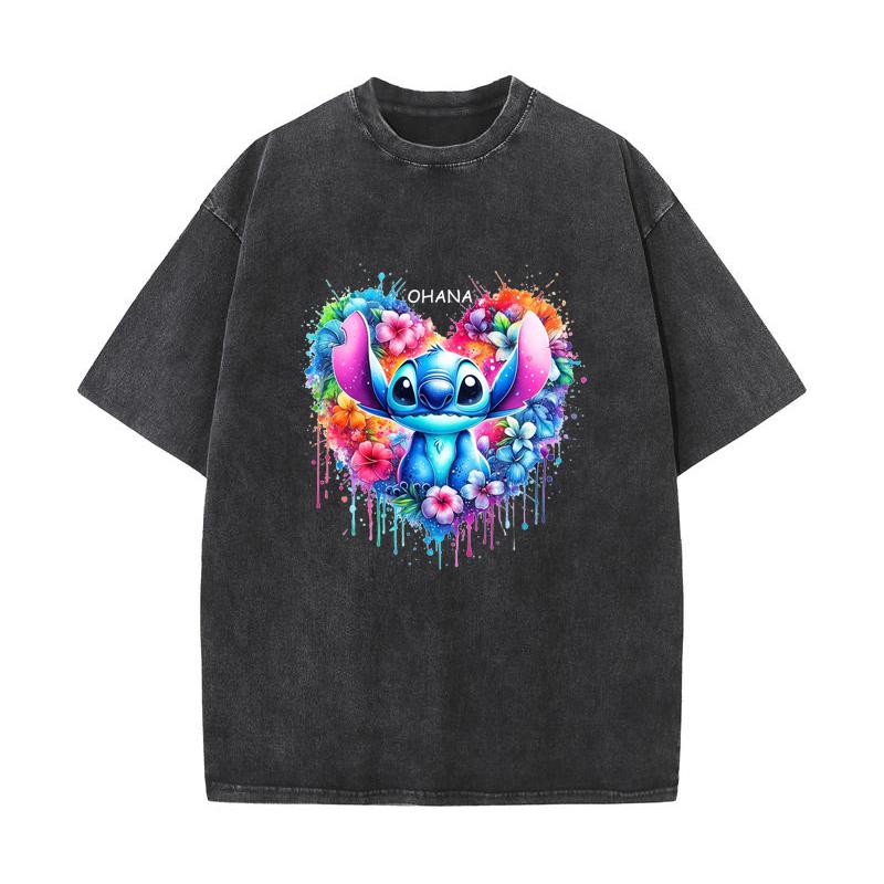 

XH+03 MINISO 2026 Summer Vintage Wash Printed Pure Cotton Shoulder Style Men s and Women s Round Neck Short Sleeved Couple T-shirt S