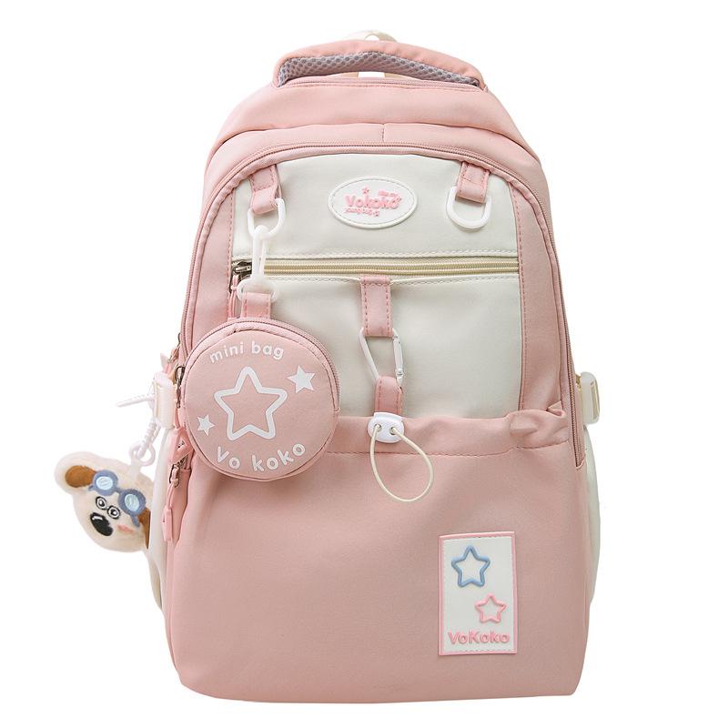Schoolbag schoolbag for female junior high school students ins college style casual contrasting color backpack for third to sixth graders High school
