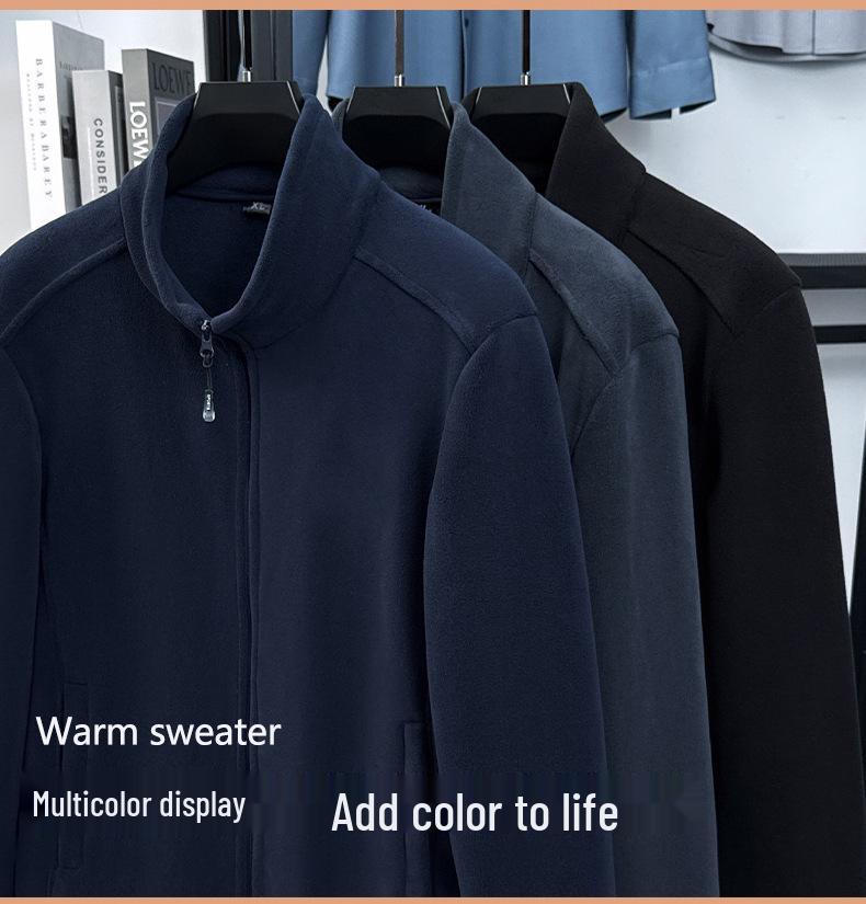 Men's Double-Sided Fleece Jacket - Warm, Casual Cardigan Hoodie for Autumn & Winter