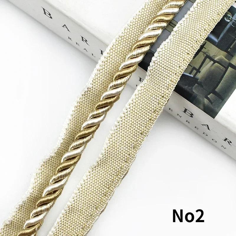 2/5/12M Meetee 6mm Two-color Lace Rope Trim Decorative Strap Webbing Cord for Sofa Curtain Sewing Handmade Material Accessories