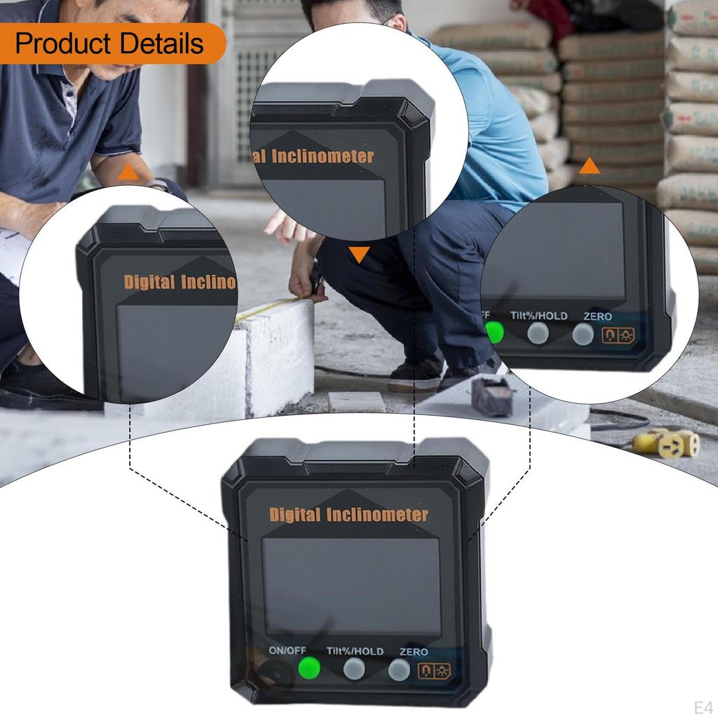 Inclinometer Digital Angle Gauge Display IP54 Carpentry Practical Data Retention Function