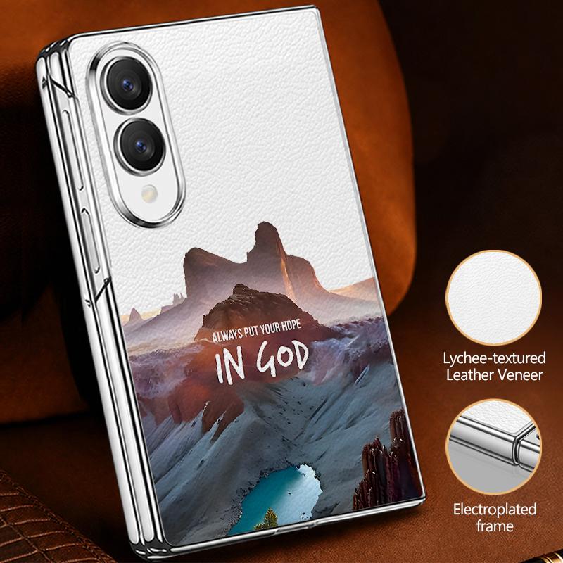 Mountain Valley Camping Art Case For Samsung Galaxy Z Fold 8 Ultra 7 6 5 4 Z Fold8 Fold7 Fold6 Fold5 Luxury Plating Leather Skin Phone Cover