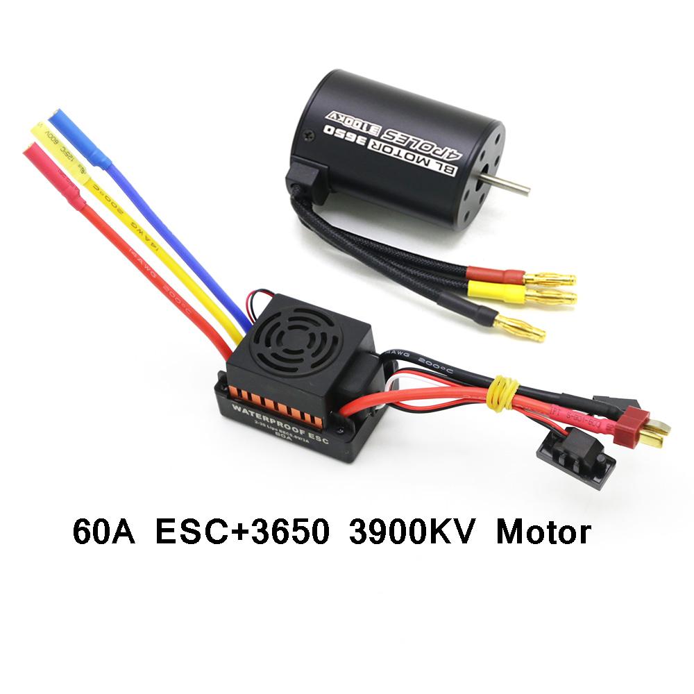 Motor RC Impermeabil 3650 3100KV 3900KV 4300KV KV5200 Motor Fără Perii cu Placă de Programare ESC 60A Combo pentru Mașină Camion Jucărie RC 1/10
