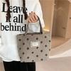 1221 New Corduroy Retro Polka Dot Handbag Cute Smiley Face Hand Carrying Tote Bag Women's Bento Bag