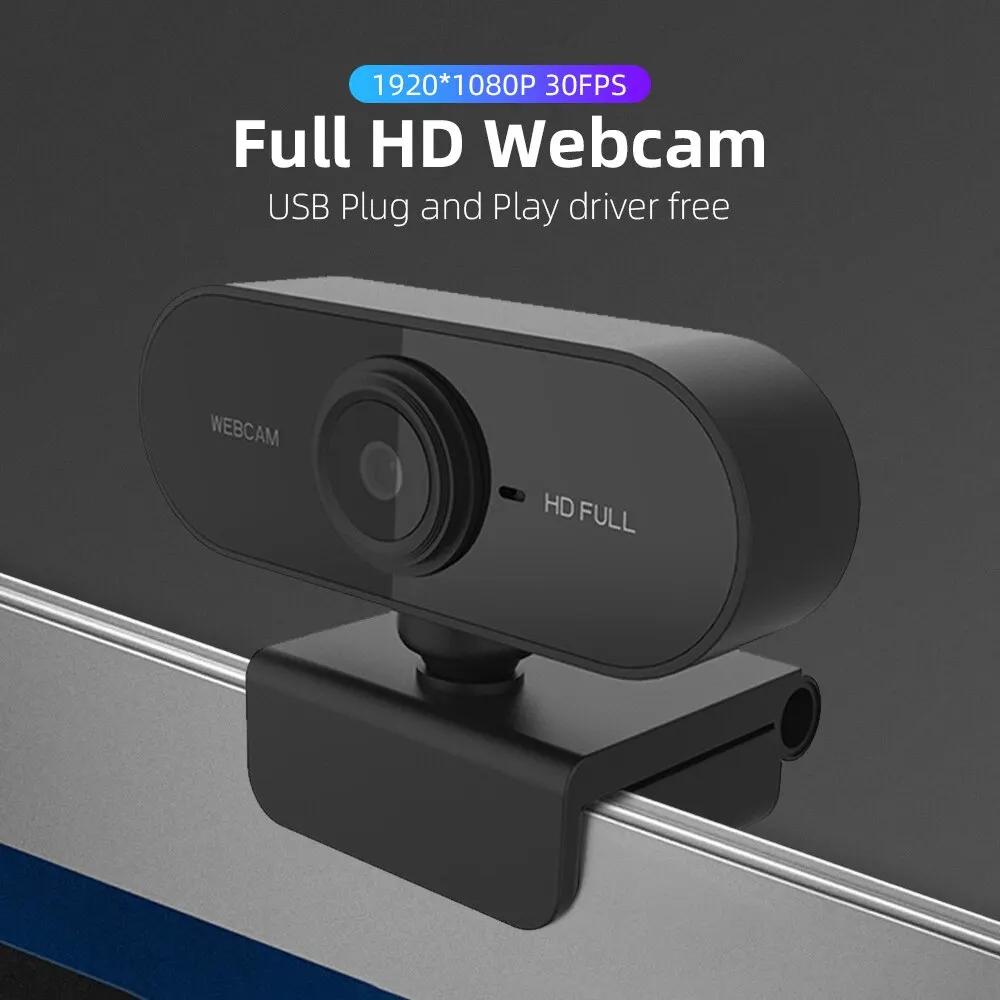 Full HD 1080p Webcam with Built-in Mic – Compact USB Camera with 360° Flexible Clip for Laptop/Desktop Use