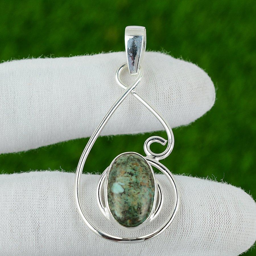 

Натуральный Хризоколла Драгоценный Камень Ювелирные Изделия Подвеска из Стерлингового Серебра 925 пробы для Девочек