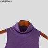 INCERUN Summer Men Turtleneck Sleeveless Racerback Rib Sport Tank Tops T-shirts