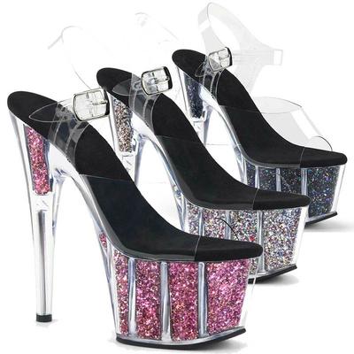 Sandálias de Salto Alto de 15CM Sapatos Stiletto de Cristal Femininos Para Passarela de Modelo Moda Elegante Verão Slip On Bico Aberto Sandálias de Salto Sapatos de Vestido de Festa