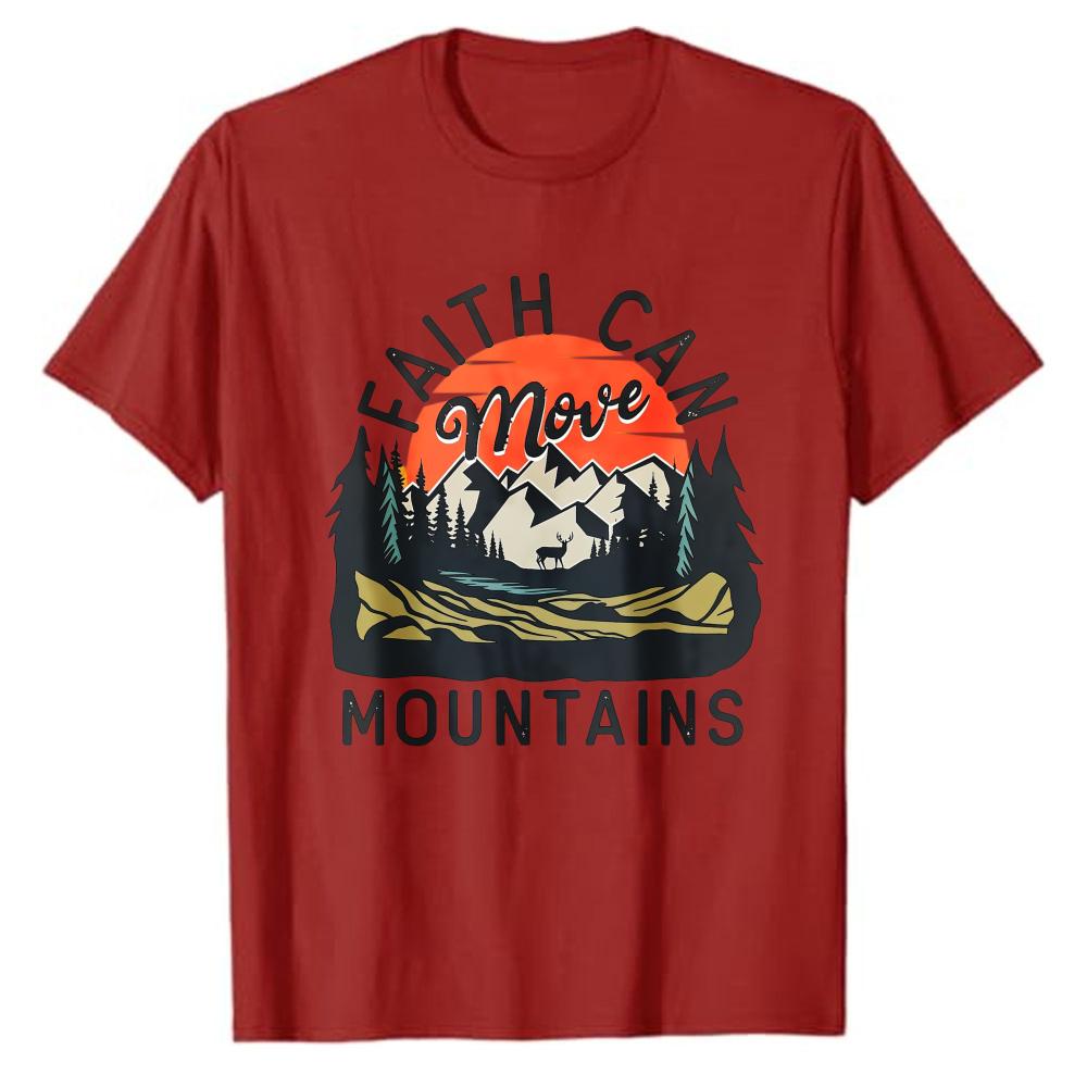 Faith Can Move Mountains Scenic View Unisexs Christian Short Sleeve Tshirt Graphic Tee Adult Clothing Breathable Shortsleev Tops