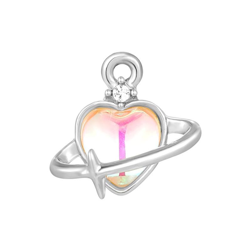 Crystal Heart Moon Crown Butterfly Planet Pendant Beads Stainless Steel Charms Earrings Necklace Jewelry DIY Making Woman Gifts