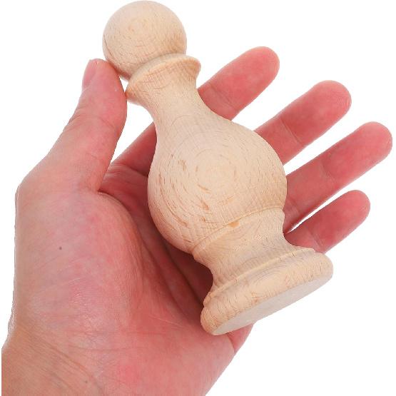 Unfinished Wood Finials Decorative: Wood Craft Finials for Bed Post, Curtain Rod, Flagpole Topper, 4.72 1.97 inch