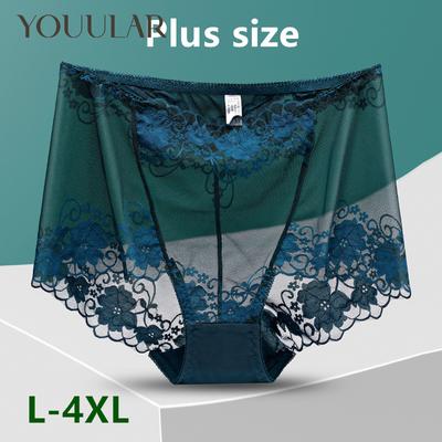 Gecelik Seksi İç Çamaşırı Kadın Büyük Beden Yüksek Bel Delikli File Dikişsiz Külot Brief L-4XL Büyük Beden