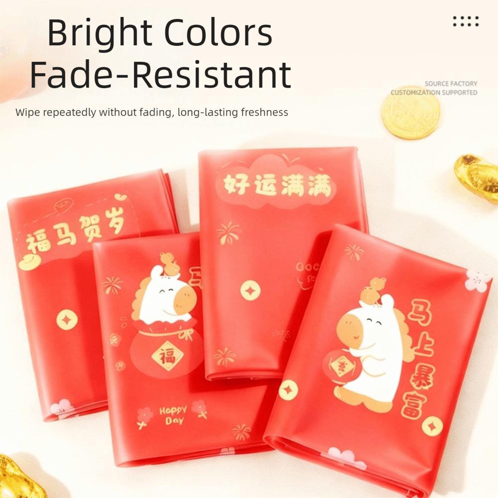 5pcs Disposable New Year Table Cloth Wash-Free Oil-proof Waterproof Tablecloth Horse Year Decoration Table Cover