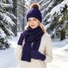 Comfortable Knit Beanies for Cold Seasons Winter Hat Scarf Gloves Set Knitted Pom Warm Thermal Soft Acrylic Weather Gear Gloves Solid Color