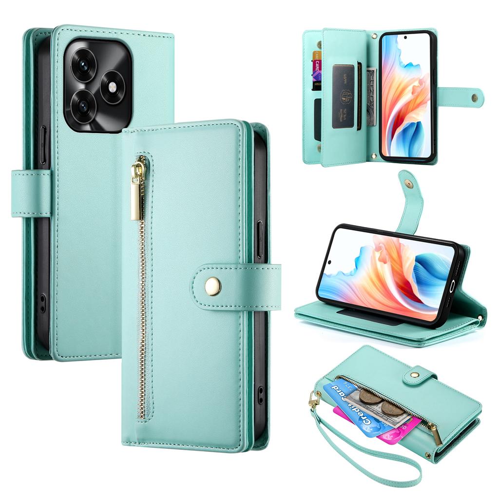 Leather Case For Honor X5c Plus 4G / X5c 4G / Play10A 4G Zipper Pocket Wallet Phone Cover with Straps