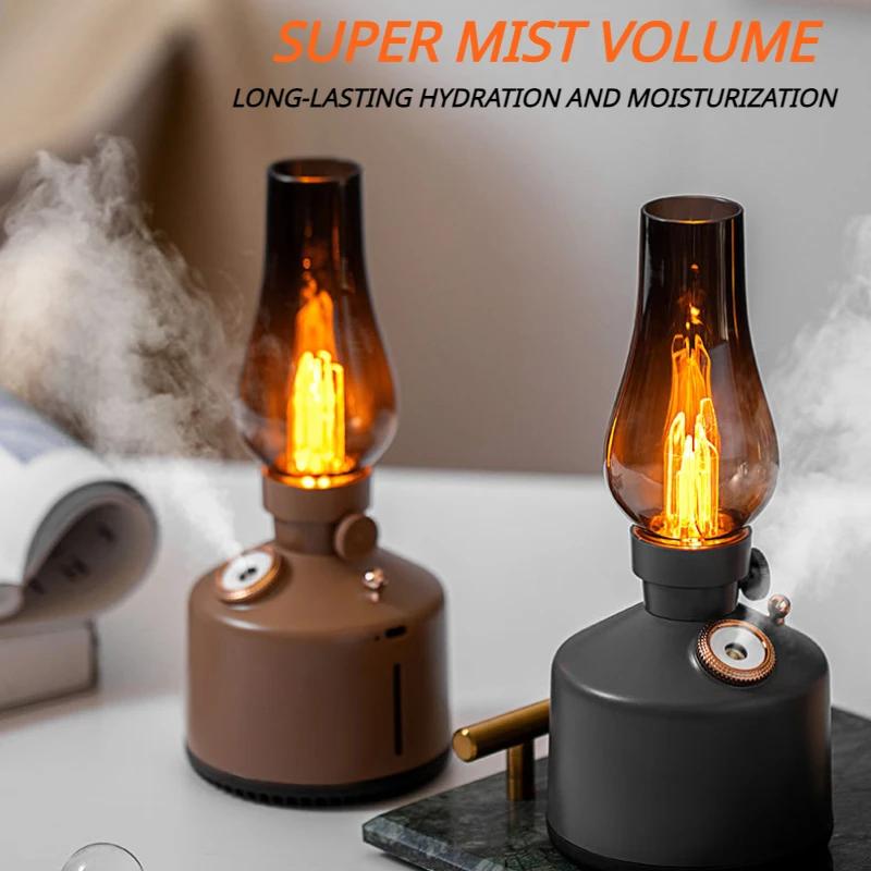 Retro Kerosene Lamp Humidifier 260ml Large Capacity Ultrasonic Mute Cool Mist Diffuser Essential Oil Air Humidifier for Home
