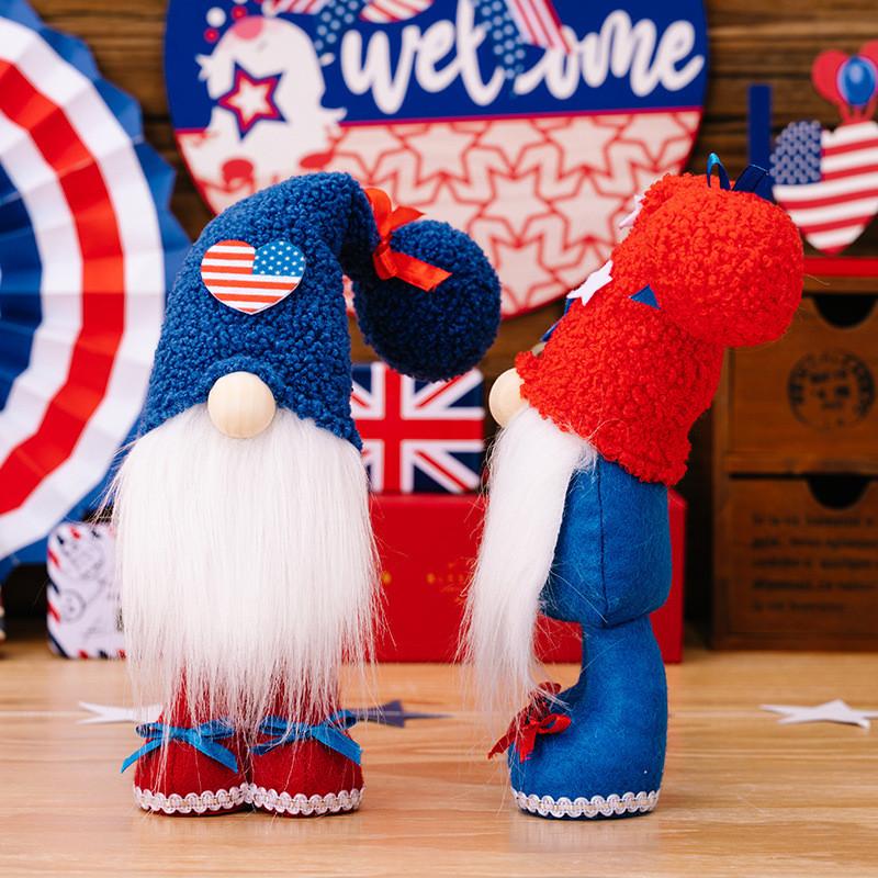 Day Independence Cute Gnome Plush Toys For Festive Home Display In Red And Colors Blue