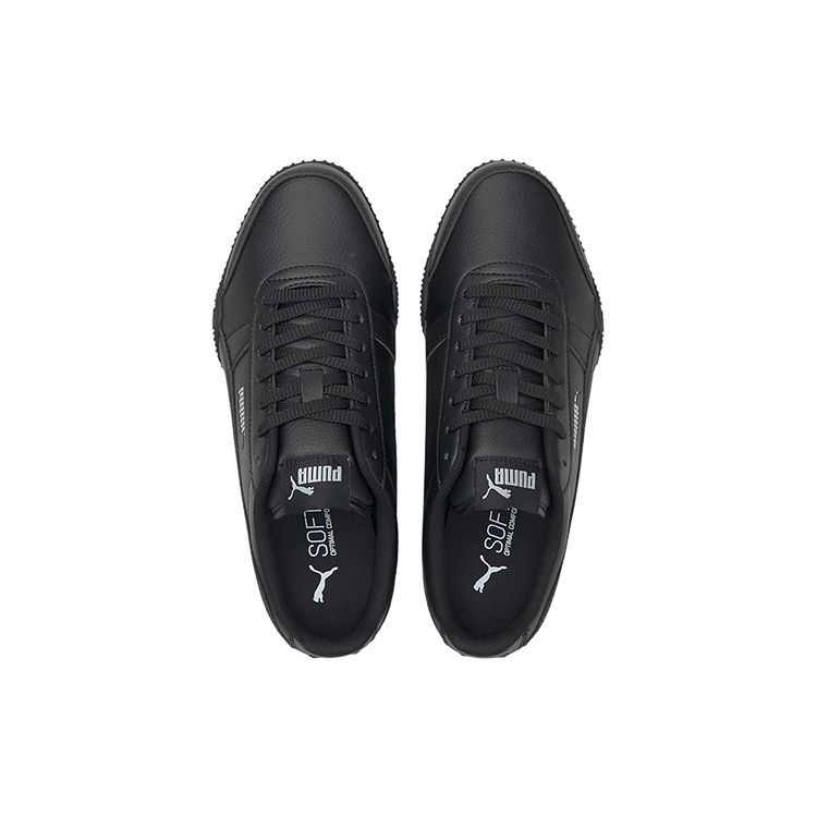 Puma Bella Round Toe Lace-Up Synthetic Leather Shock Absorbing Durable Lightweight Low-Top Running Shoes Women sneaker Black 380663-01