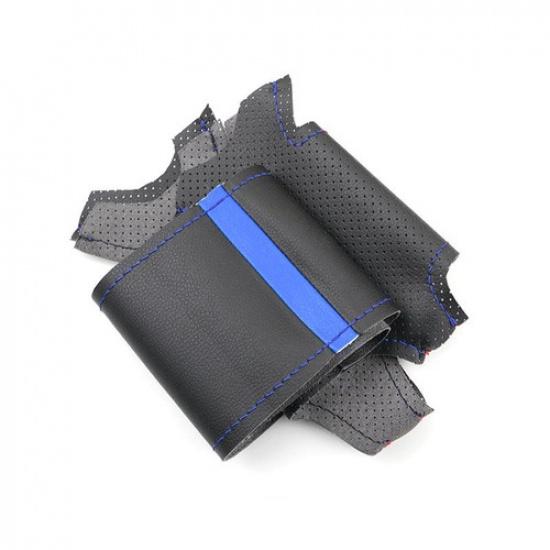 Black-blue Strip Steering Wheel Leather Cover For BMW 5 Series E39 1995-2003