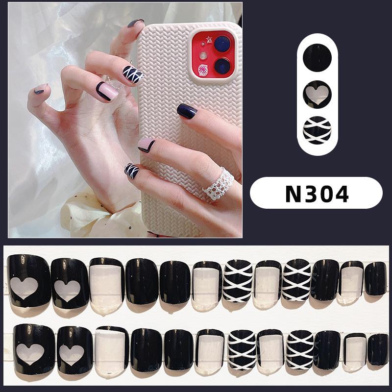 

2024 Short Black Nail Patches: Removable, Wearable, Stylish Whitening Nail Pieces
