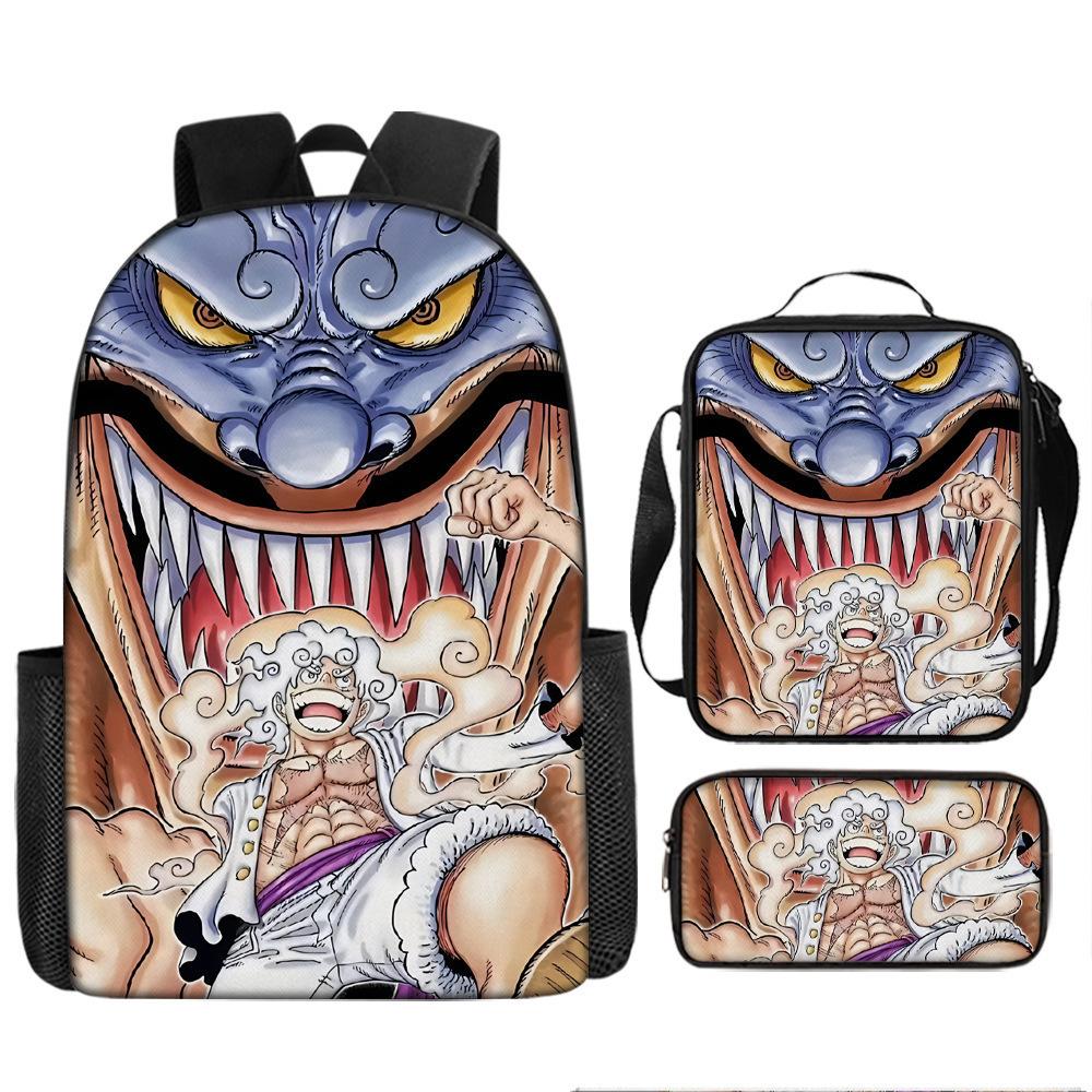 One Piece One Piece School Bag Luffinica Nautical King Student School Bag Backpack Set Three piece set