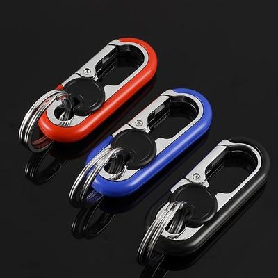Porte-clés Homme Crochet Boucle Métal Mousqueton Extérieur Outil d'Escalade Double Anneau Décapsuleur Porte-clés Accessoires Voiture
