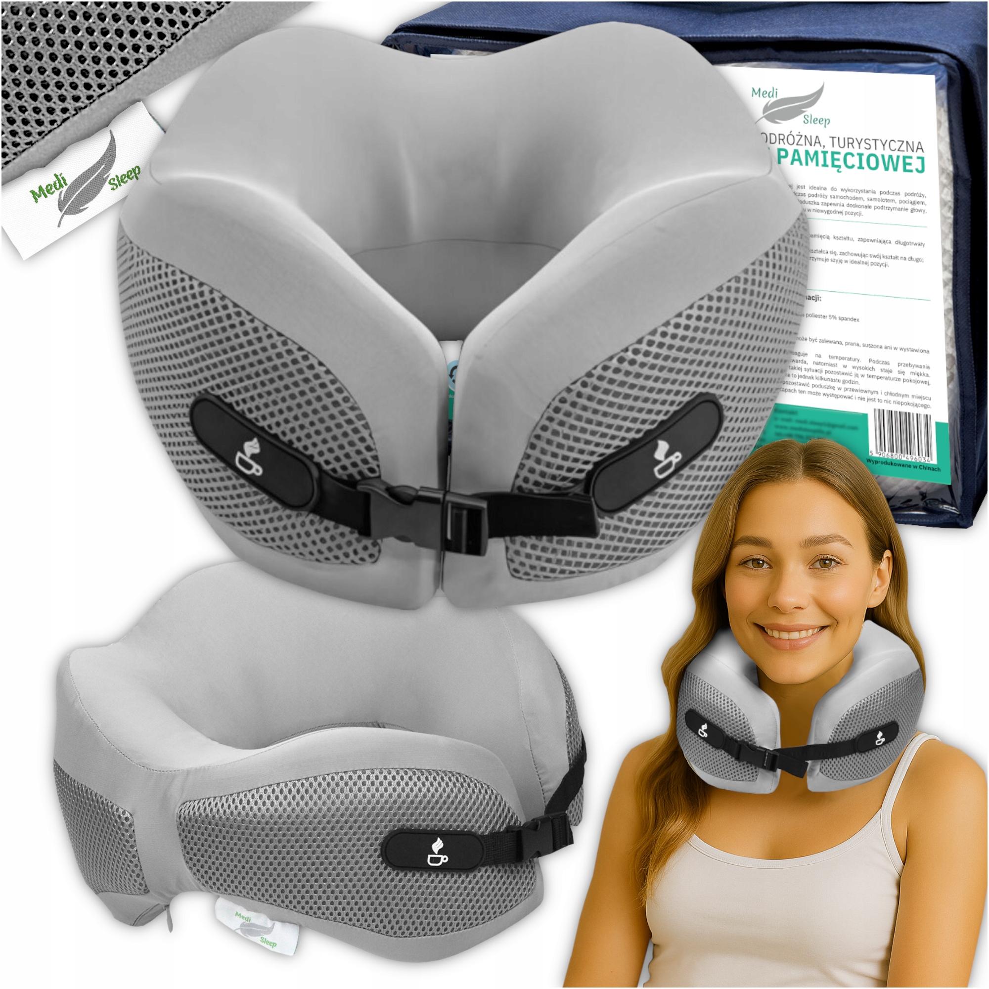 Medi Sleep - Reiskussen - Memory Foam - Grijs - Ergonomisch