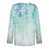 Women's Fashion Casual V-Neck Long Sleeve Loose  Printed T-Shirt Ladies Top With Decorative Buttons