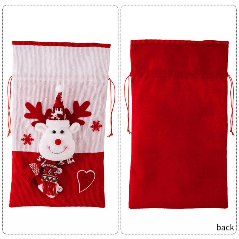 54*31cm Christmas Gift Bag Large Drawstring Storage Bag for Candy Snack Cookie Santa Claus Snowman Gift Packing Xmas Decoration