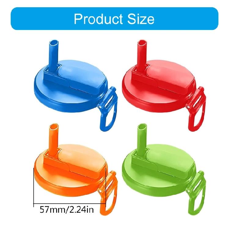 4pcs Portable Can Covers for Sodas and Beer Cans Silicone Can Lid with Drinking Straw Leak Proof Beverage Cans Caps