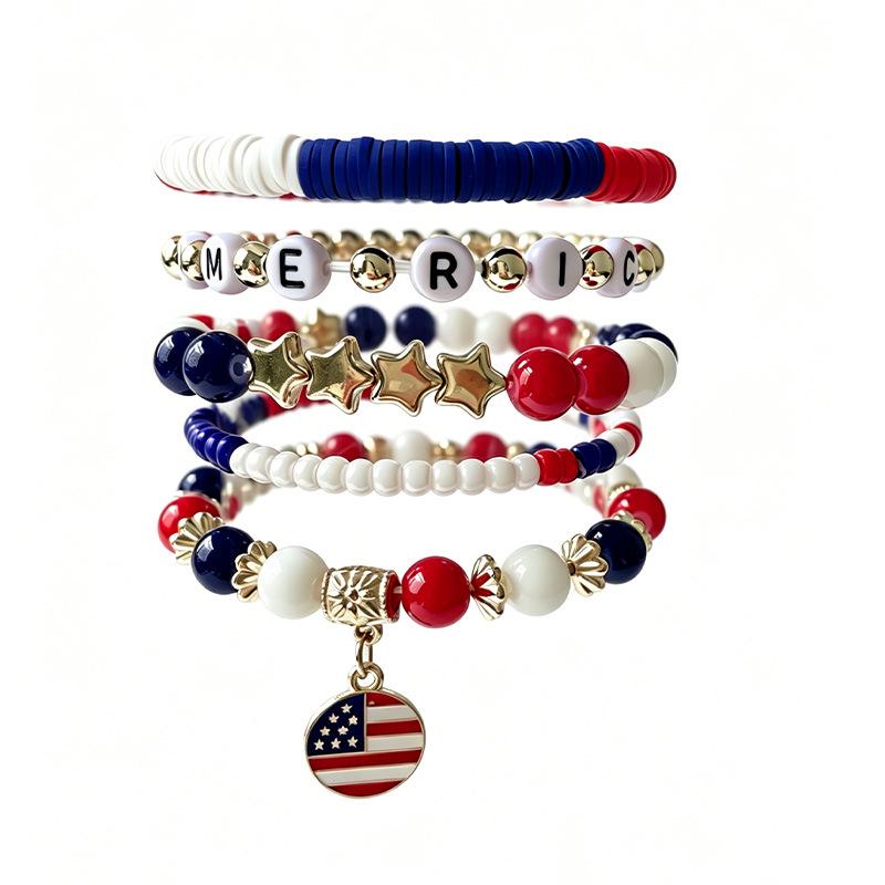 Unisex Independence Day Beaded Bracelet - Festive Fruit Jewelry, Perfect for Christmas & Halloween