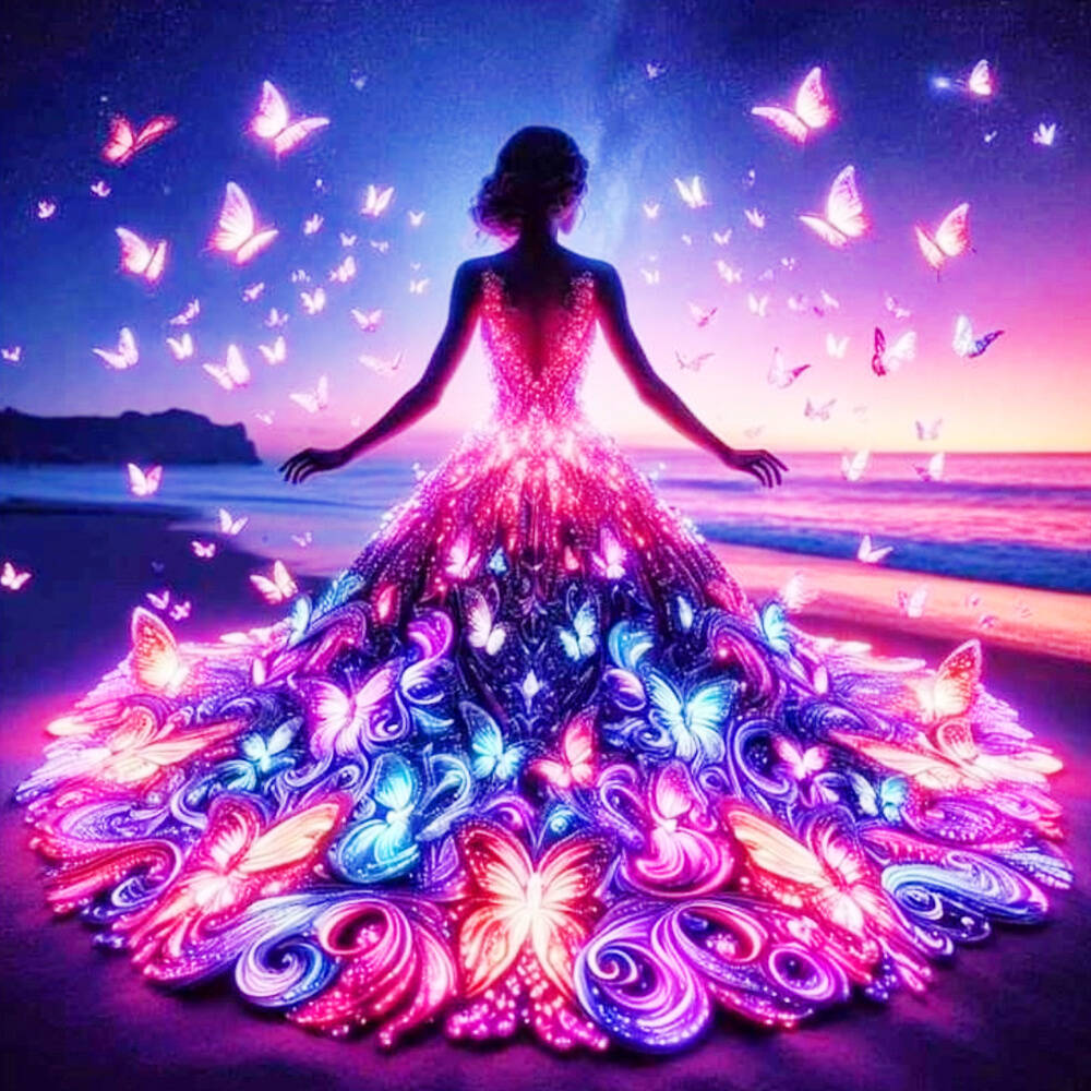 

Алмазная мозаика своими руками Вечернее платье Женщина Полная алмазная живопись Морской пейзаж Домашний декор Стразы Round 40x40cm