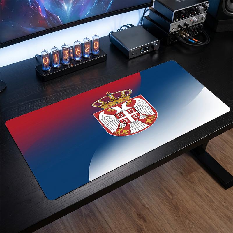X2532==Serbia Crest Mouse Pad, Extended Non Slip Rubber Desk Mat for Gaming Office Laptop Fan Gift