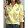 Plus Size Women's Long Sleeve Shirt Cute Cat Print Shirt
