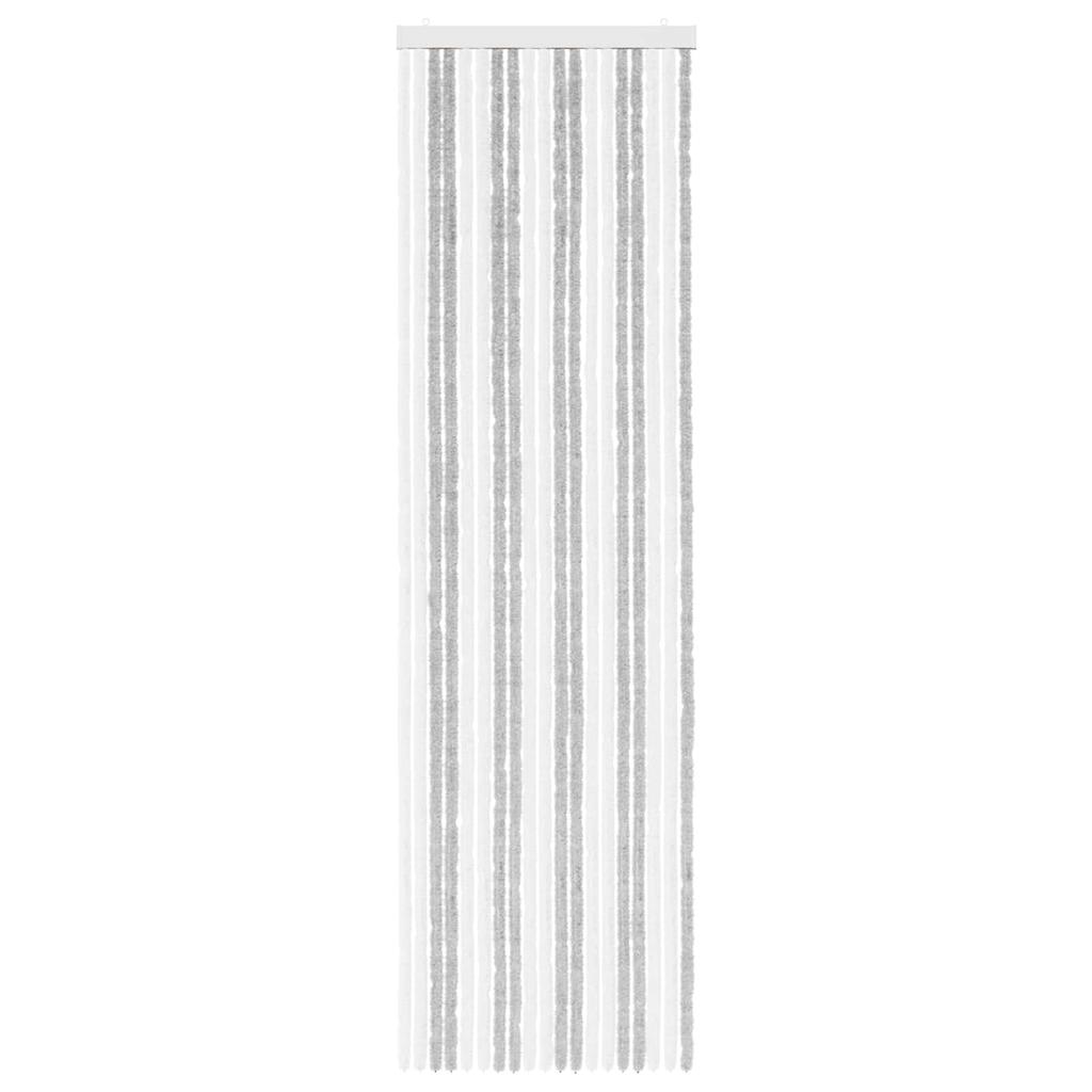 Insect Screen Door Curtain Chenille Light Grey and White 56 x 200 cm