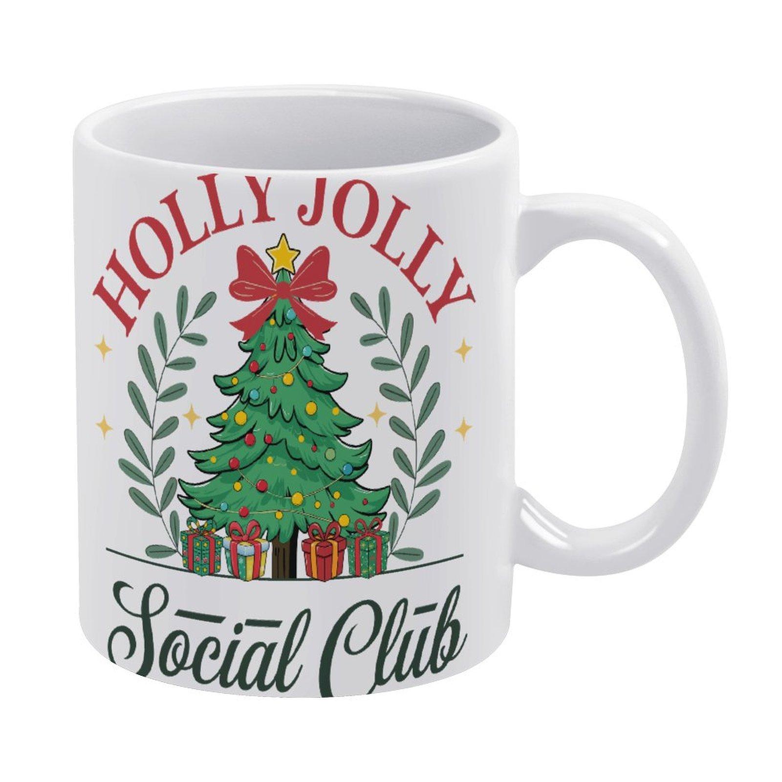 

11oz White Ceramic Coffee Cup with Dual-Side Print, Glossy Body and Durable Feel, Suitable for Hot Drinks and Office Relax Time