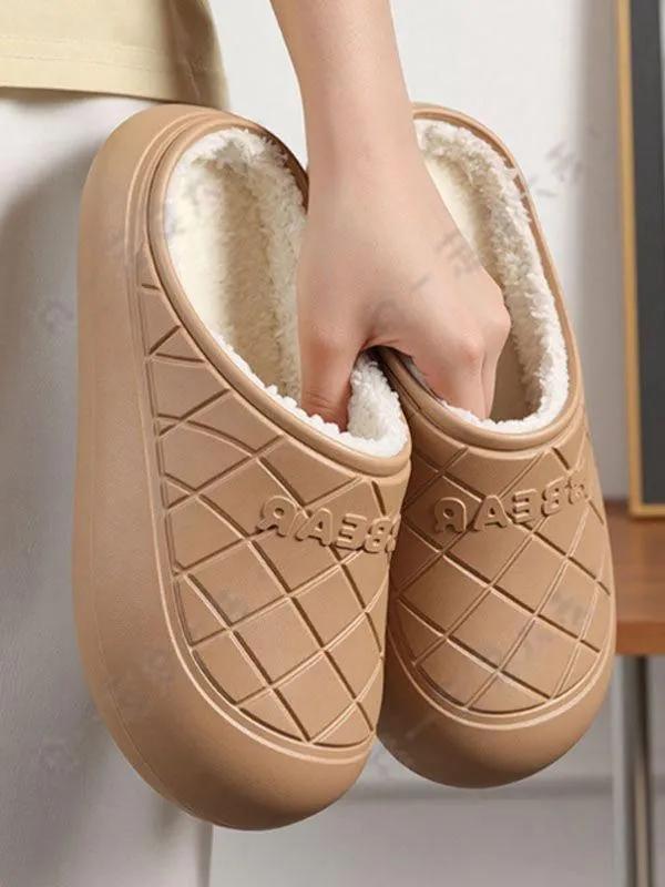 The New Style of Men's Cotton Slippers Can Be Worn Indoors and Outside At Home, Driving Autumn and Winter Plush Cotton Mop Toe Non-slip Heel