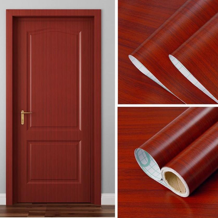 Selbstklebende Holzmaserung Tapete Tür Möbel Kleiderschrank Schrank Renovierungsaufkleber Wasserdicht Heimdekor Abziehen und Aufkleben PVC