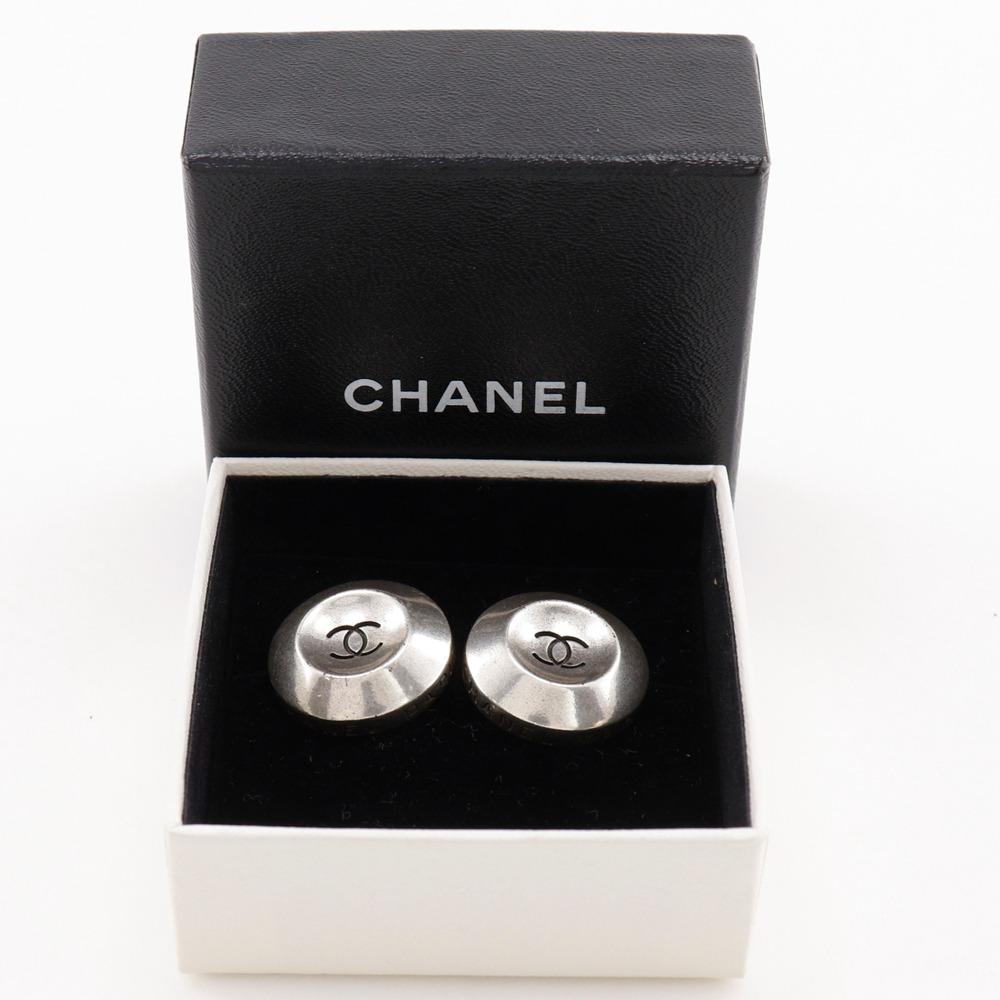 Chanel COCO Mark Earring Silver Metallic 19.1g Women Used