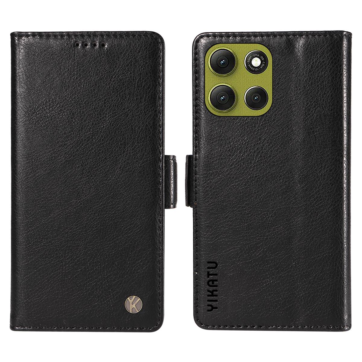 

For Motorola Moto G86 5G Case YIKATU YK-007 Litchi Texture PU Leather Wallet Phone Cover Black