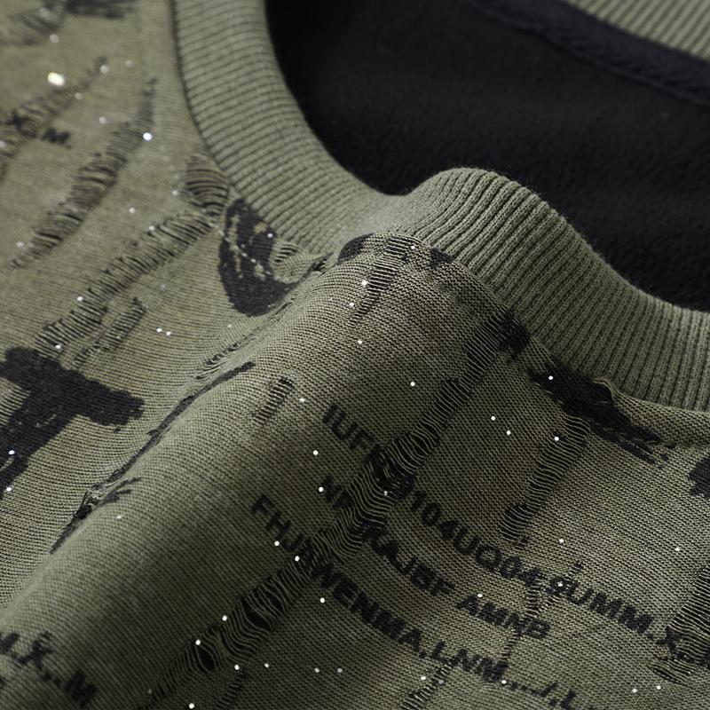 Plus Size 6XL-11XL Fashion Autumn Oversize Sweatshirts for Men Clothes Thick Warm Faux Fleece-lined Long Sleeve Tops Casual Men's Pullovers