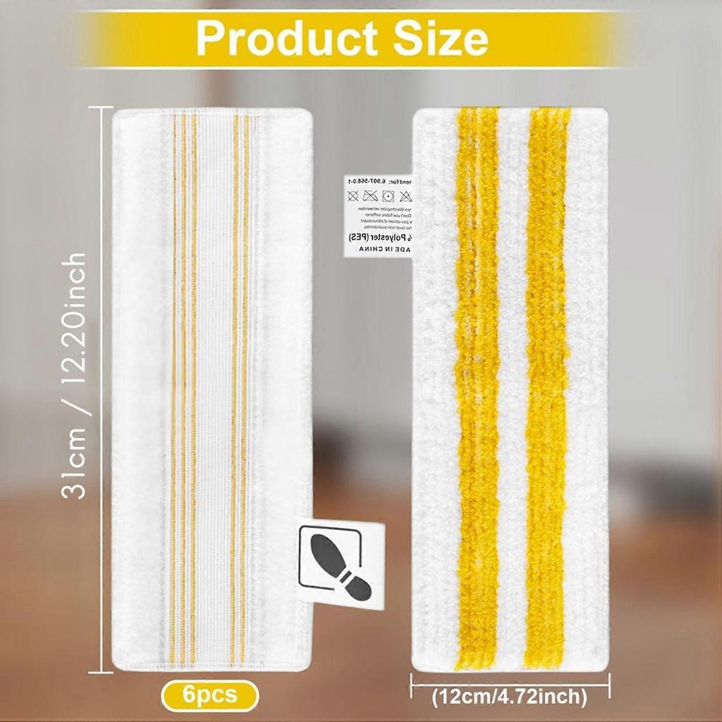 Pack of 6 Microfibre Floor Cloths for SC1,SC2,SC3,SC4,SC5 Steam Cleaners,EasyFix Replacement Pads,F