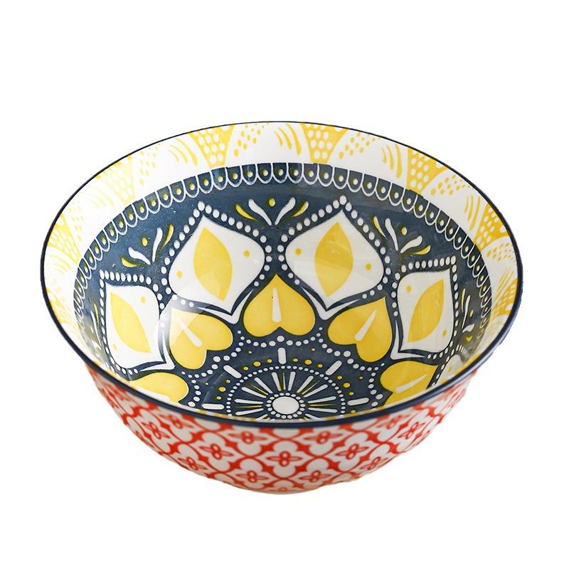 Bohemian Ceramic Noodle Bowl - High-Quality Design for Home or Commercial Use, Creative Tableware.