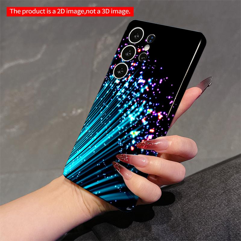 2DFlat Samsung Phone Case Fiber Optic Light Burst Phone Case Applicable To Galaxy S22 S23 S24 S25ULTRA S26 A12 A13 A14 A15 A16
