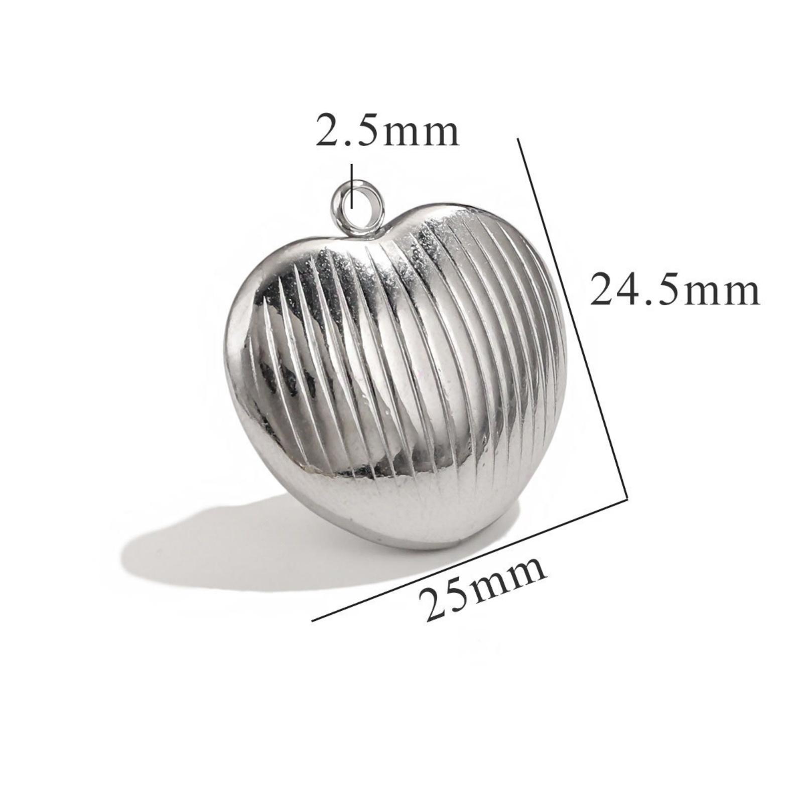 

304 Stainless Steel Pendants Heart Texture 3D Metal Charms 18K Gold Plated For Necklace Jewelry Making Findings, 1 Piece
